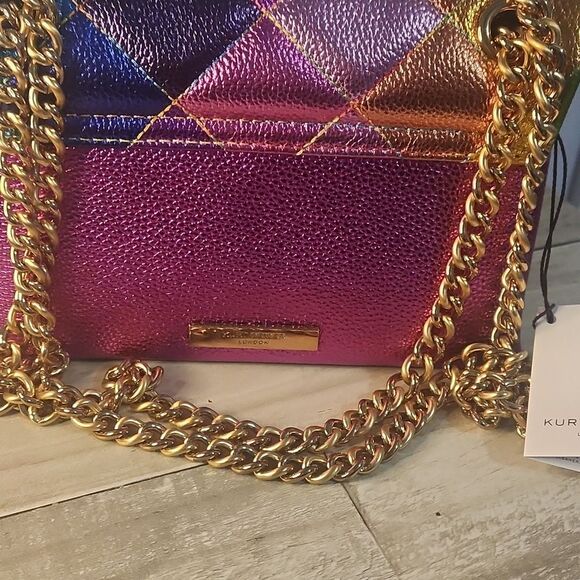 Kurt Geiger RARE Rainbow Metalic Quilted Kensington NWT - Picture 4 of 5
